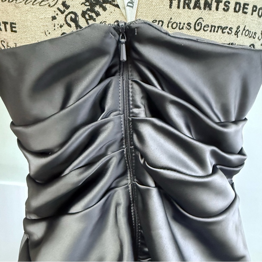 David's Bridal F14212 Strapless Pleated Formal Dress - Picture 5 of 7